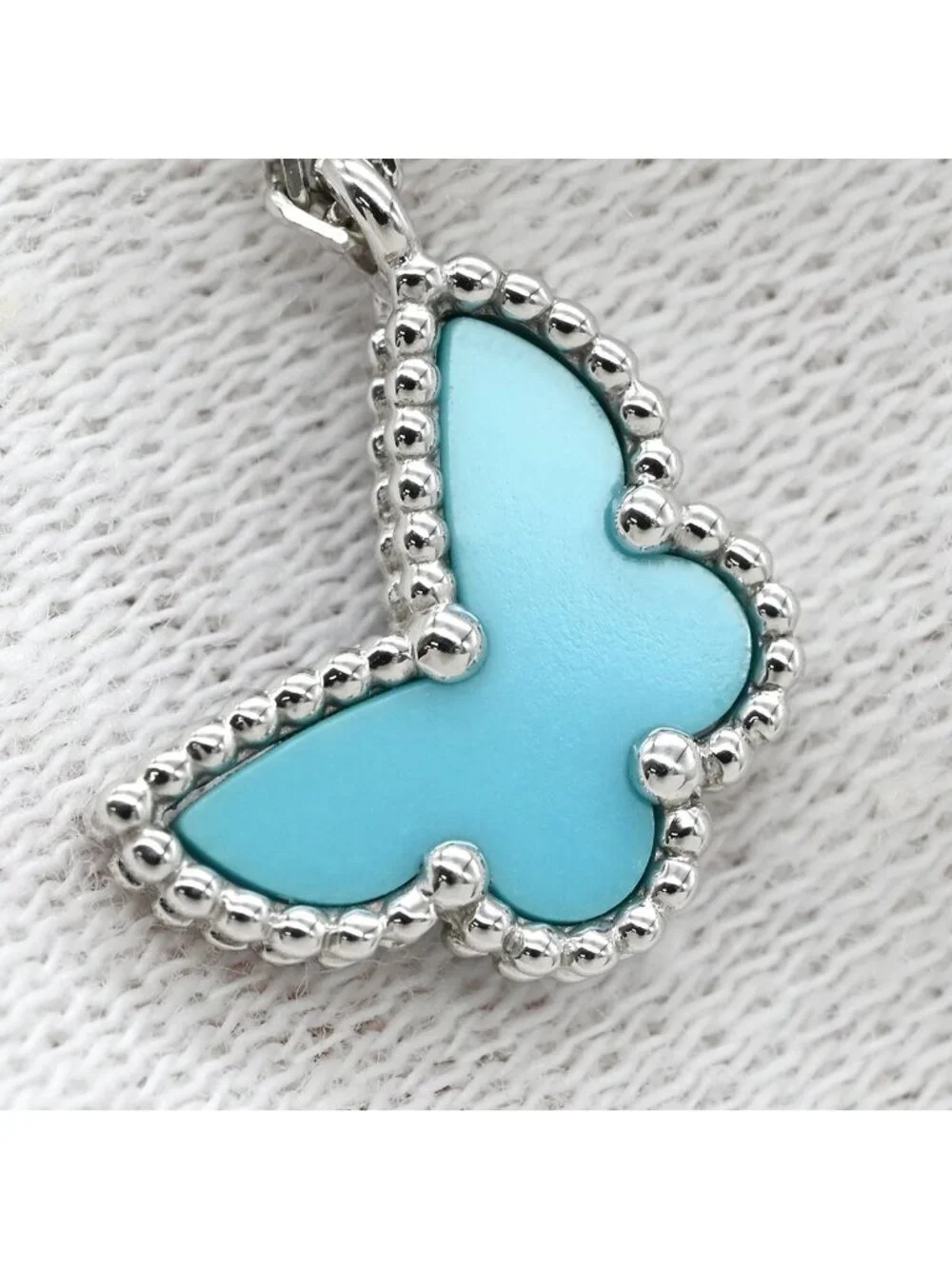 Van Cleef & Arpels Necklace Sweet Alhambra Papillon Blue White Gold 18k WG